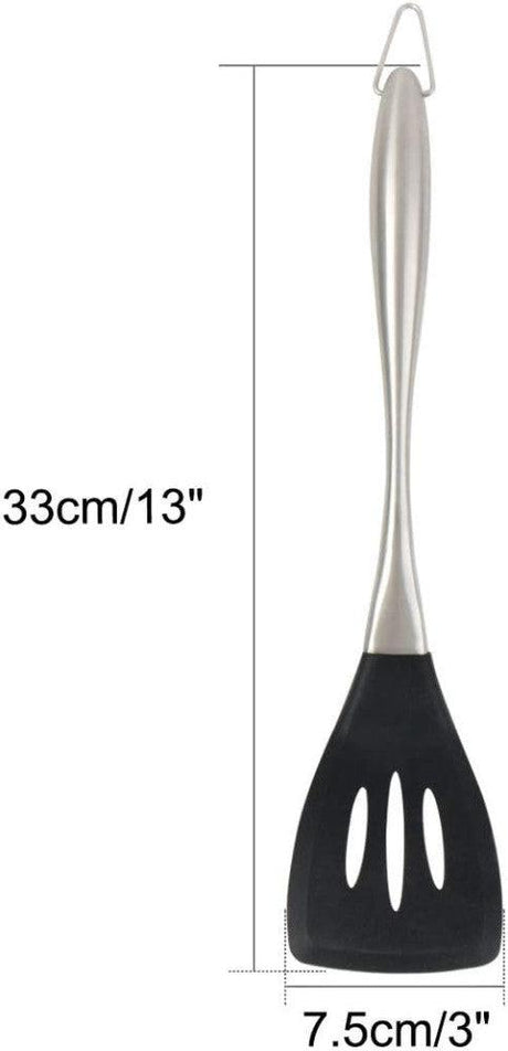 sourcing map fekete tartós, tapadásmentes, szilikon spatula rozsdamentes acélból készült nyél