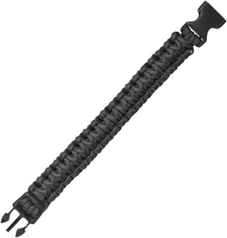 Paracord Túlélő Karkötő, 24,5 cm hosszú 2,2 cm széles, Fekete Újracsomagolt termék