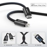 USB C-Lightning kábel gyorstöltő, fekete
