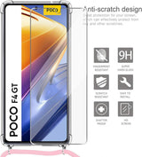 Xiaomi Poco F4 GT  Tok, Átlátszó Szilikon Védőtok Rózsaszín Zsinórral és Képernyővédő Fóliával