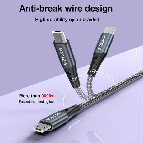 SIZUKA USB-A USB-Micro kábel, 0.5 méter, 2 darabos Újracsomagolt termék