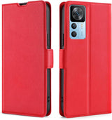 Xiaomi 12T / 12T Pro 5G Bőr tok Kártyatartóval, Állványos Védőtok, Piros