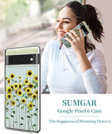SUMGAR Google Pixel 6 tok Napraforgó Slim telefon tok Cuki virágos borító Nőknek Lányoknak
