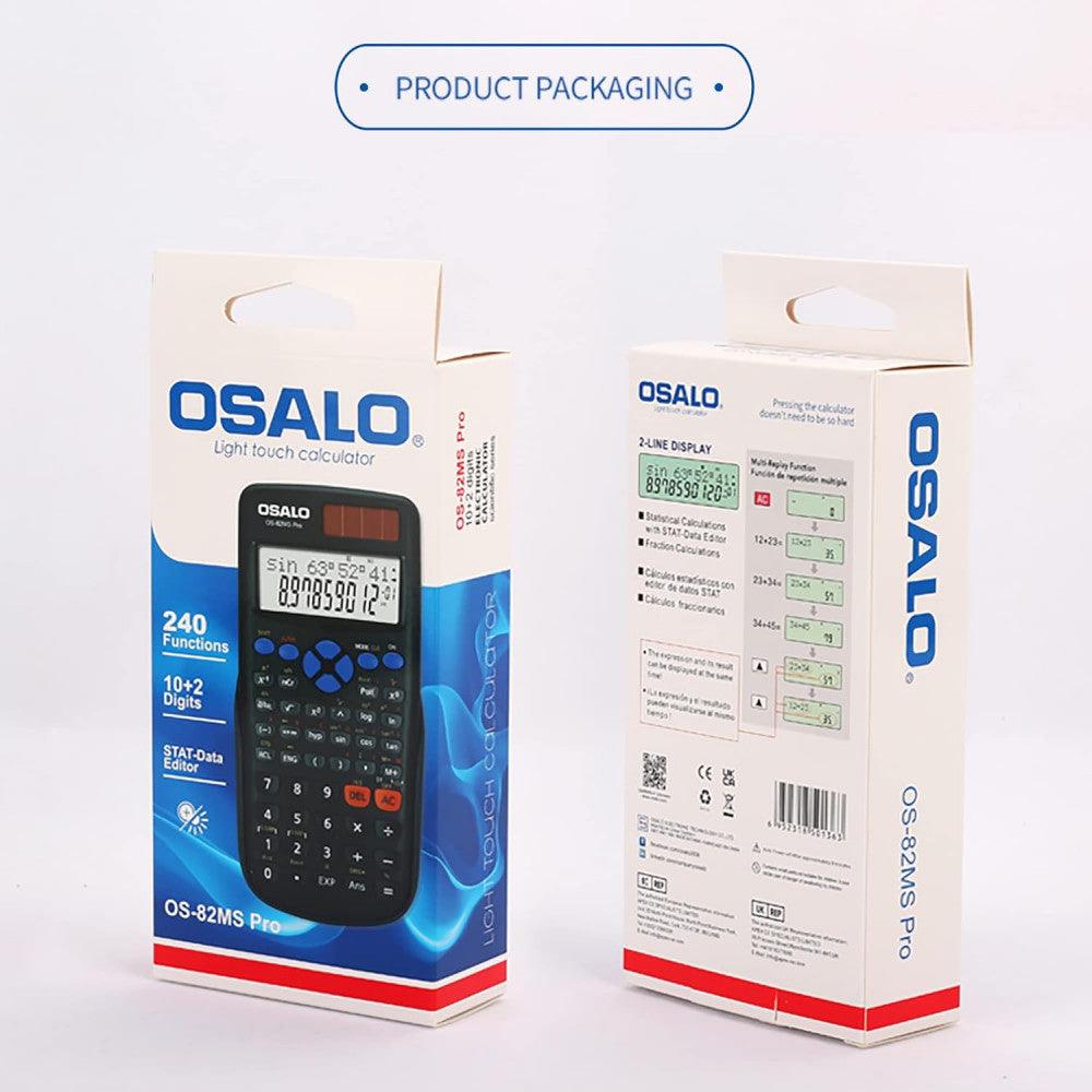 OSALO OS 82MS Pro Tudományos Számológép, 240 Funkcióval, Kétsoros Kijelzővel és Csúszófedéllel Újracsomagolt termék