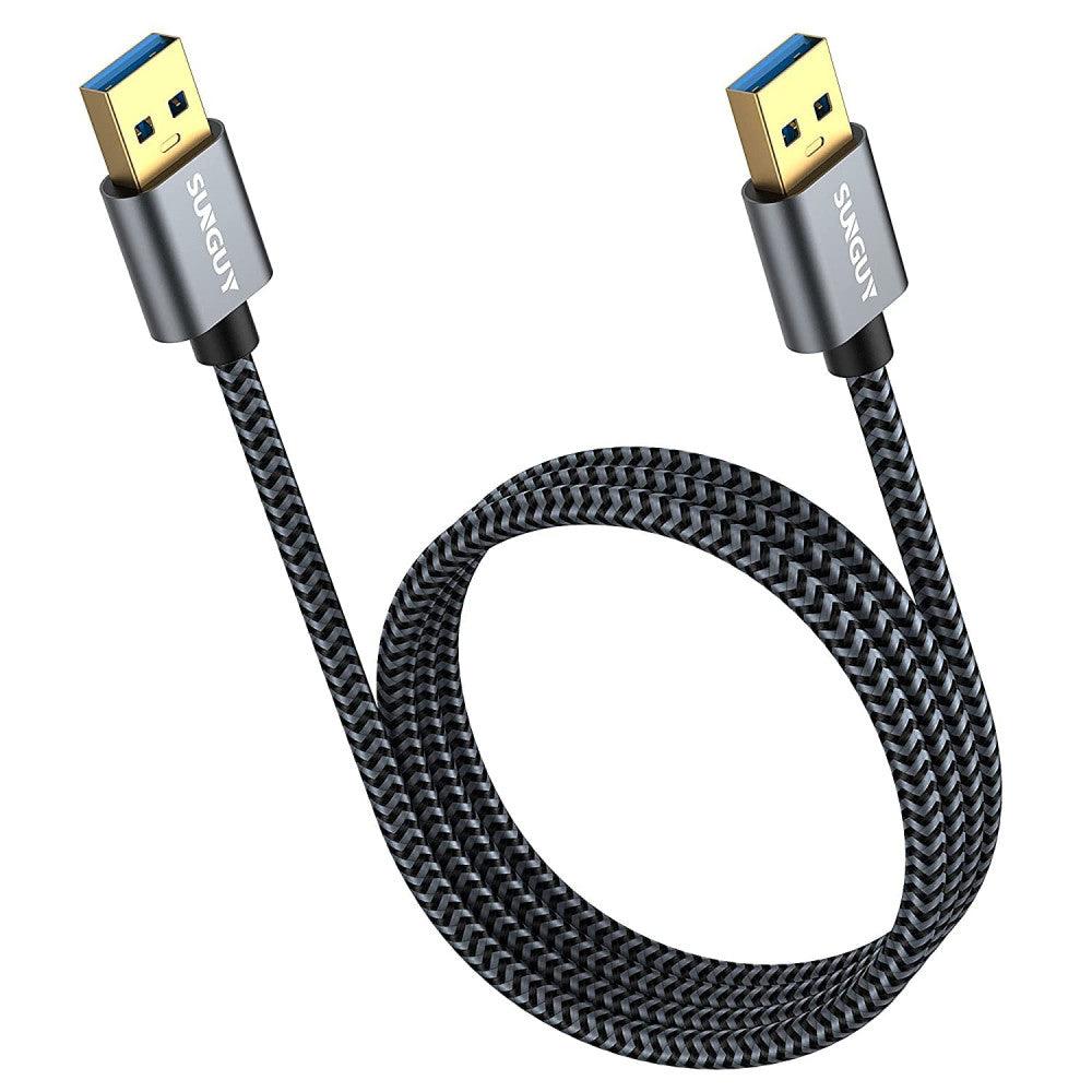SUNGUY USB 3.0 Kábel, A Típusú Férfi-Férfi, 5 Gbit/s Adatátvitel, Nyomtatókhoz, Merevlemezekhez és Laptopokhoz (Szürke) Újracsomagolt termék