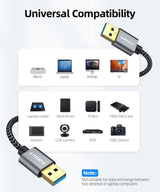SUNGUY USB 3.0 Kábel, A Típusú Férfi-Férfi, 5 Gbit/s Adatátvitel, Nyomtatókhoz, Merevlemezekhez és Laptopokhoz (Szürke) Újracsomagolt termék