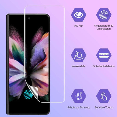 Samsung Galaxy Z Fold 4 5G, 2 dbTPU képernyővédő és hátlapvédő fólia  ujjlenyomat-ellenálló, buborékmentes Újracsomagolt termék