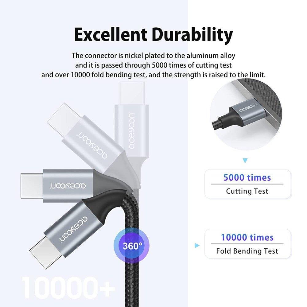 aceyoon 4 darabos, 50 cm hosszú USB C kábel, nylon bevonatú, gyors töltésre alkalmas - Outlet24