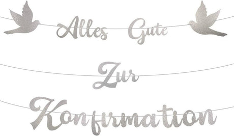 Alles Gute zur Konfirmation Papír Dekoráció, Kommunió és Keresztelő Parti Girland (Ezüst) Újracsomagolt termék - Outlet24