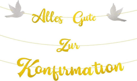 Alles Gute zur Konfirmation Papír Dekoráció, Kommunió Parti Banner, Keresztelő Lány Fiú Díszítés (Arany) Újracsomagolt termék - Outlet24