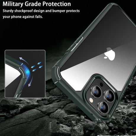 Amizee iPhone 14 Pro tok Zöld, Képernyővédővel és Kamera Lencsevédővel - Outlet24