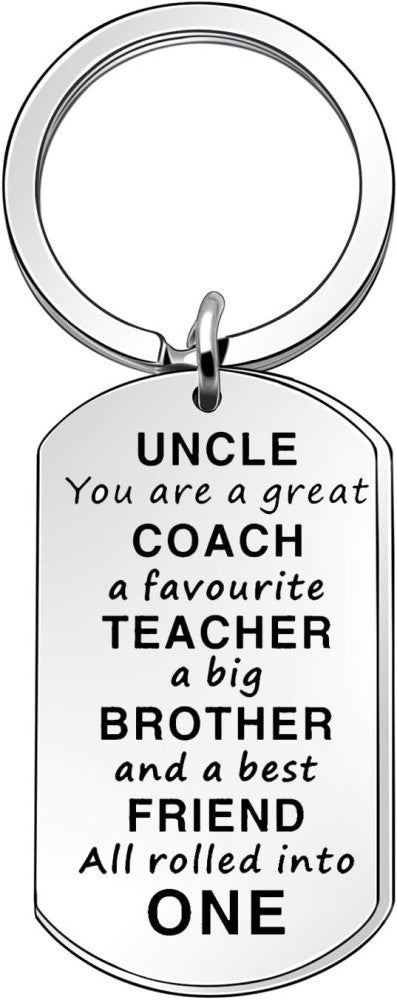 Angelra kulcstartó, Uncle You Are A Great Coach felirattal, acél, ezüst, 1,85 hüvelyk - Outlet24