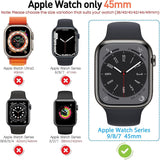 Apple Watch 7/8/9 45mm Védőtok HD Ultra Vékony PC + Üvegfólia, Titánacél - Outlet24