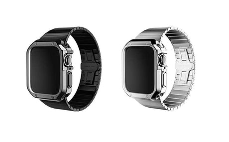Apple Watch Series 7/6/5/4/3/2/SE Óraszíj 2 Darabos Készlet (Fekete-Ezüst) Újracsomagolt termék - Outlet24