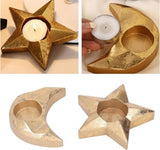 Arany gyertyatartó készlet 2 db: Vintage gyanta állvány csillag és hold formában - Outlet24