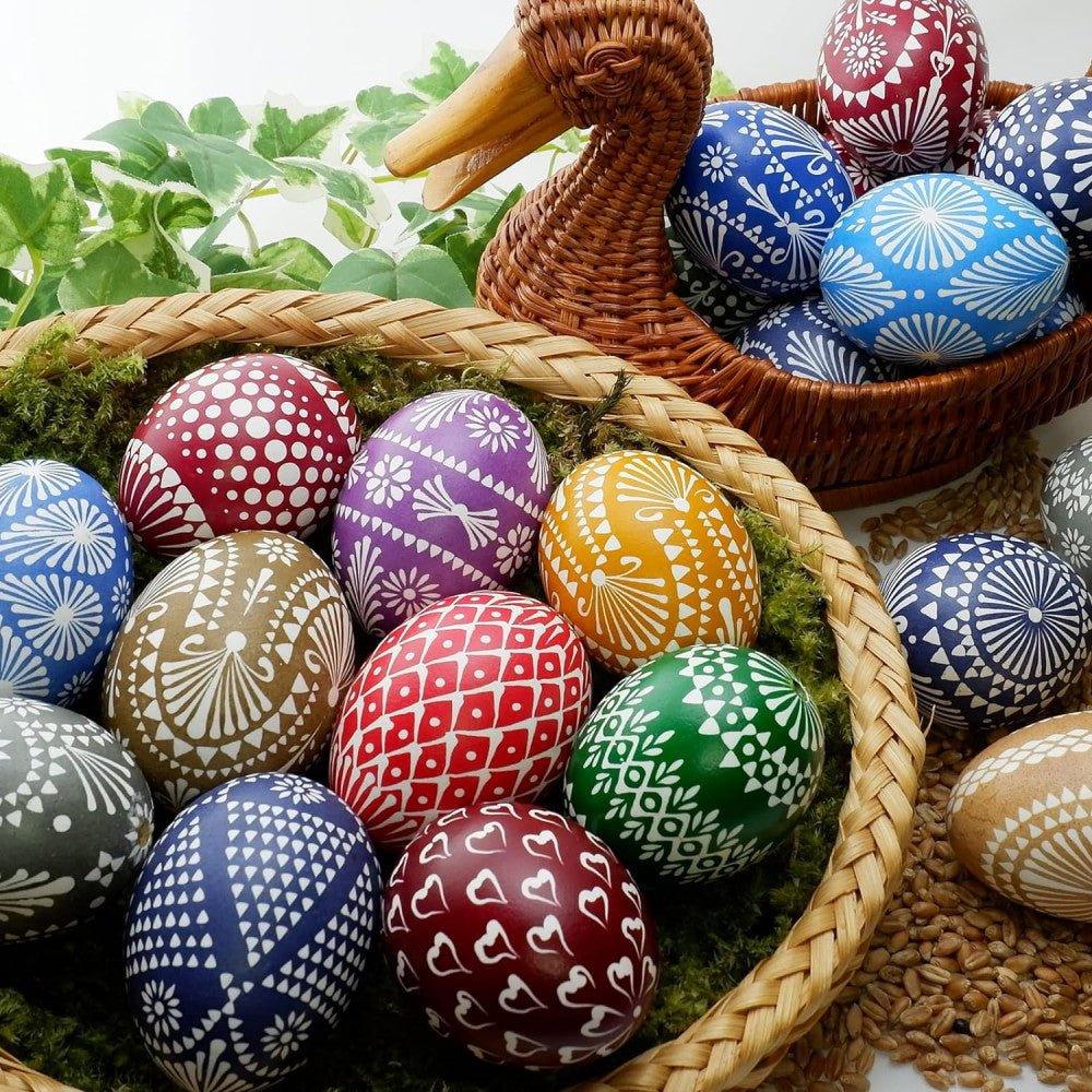 AUCHOICE Húsvéti fa tojások dekorációs készlet 2 db fa tojással és akrilfestékkel - Outlet24