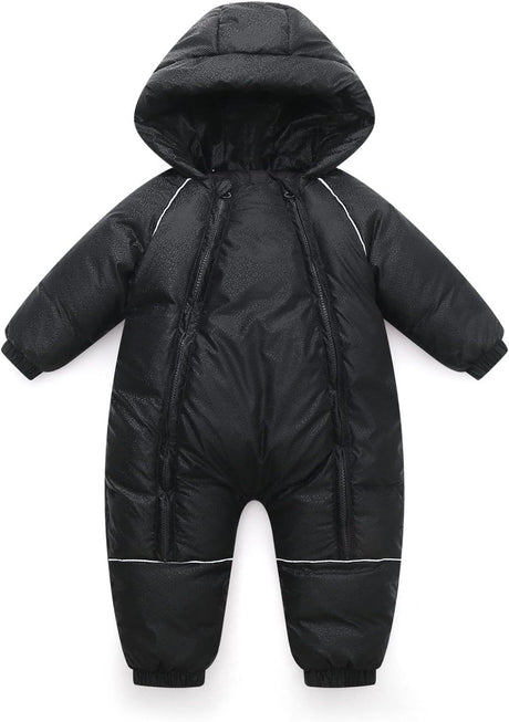 Baba téli uniszex overál 9-12 hónapos kapucnis nadrág vízálló jumpsuit ruhák fekete - Outlet24