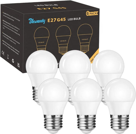 Blewandy E27 LED Izzó, 5W G45, Hideg Fehér, 6500K, Energiahatékony, 6 darabos - Outlet24