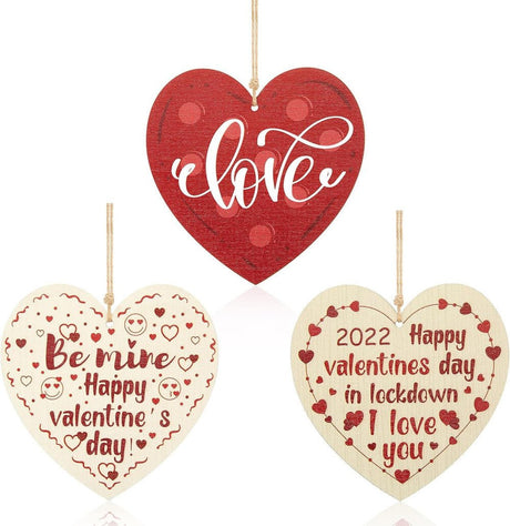 Boldog Valentin-napot Fából készült függő szív( 3 db-os csomag) - Outlet24