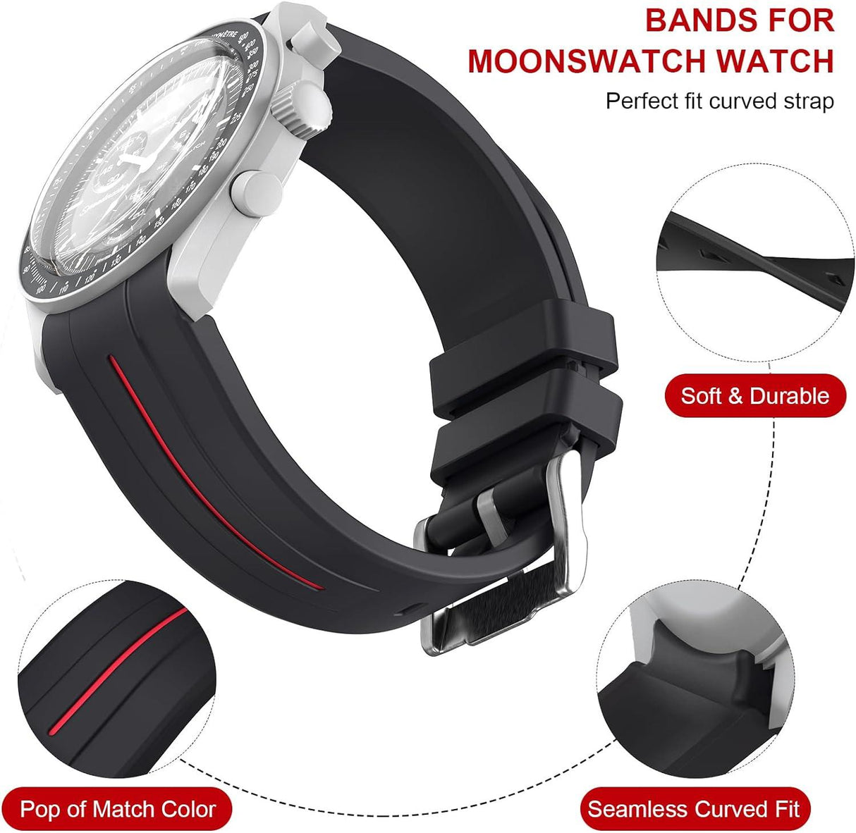 BONACE Puha Gumi Szíj Omega x Swatch MoonSwatch Speedmaster Órához 20mm - Open Box - Outlet24