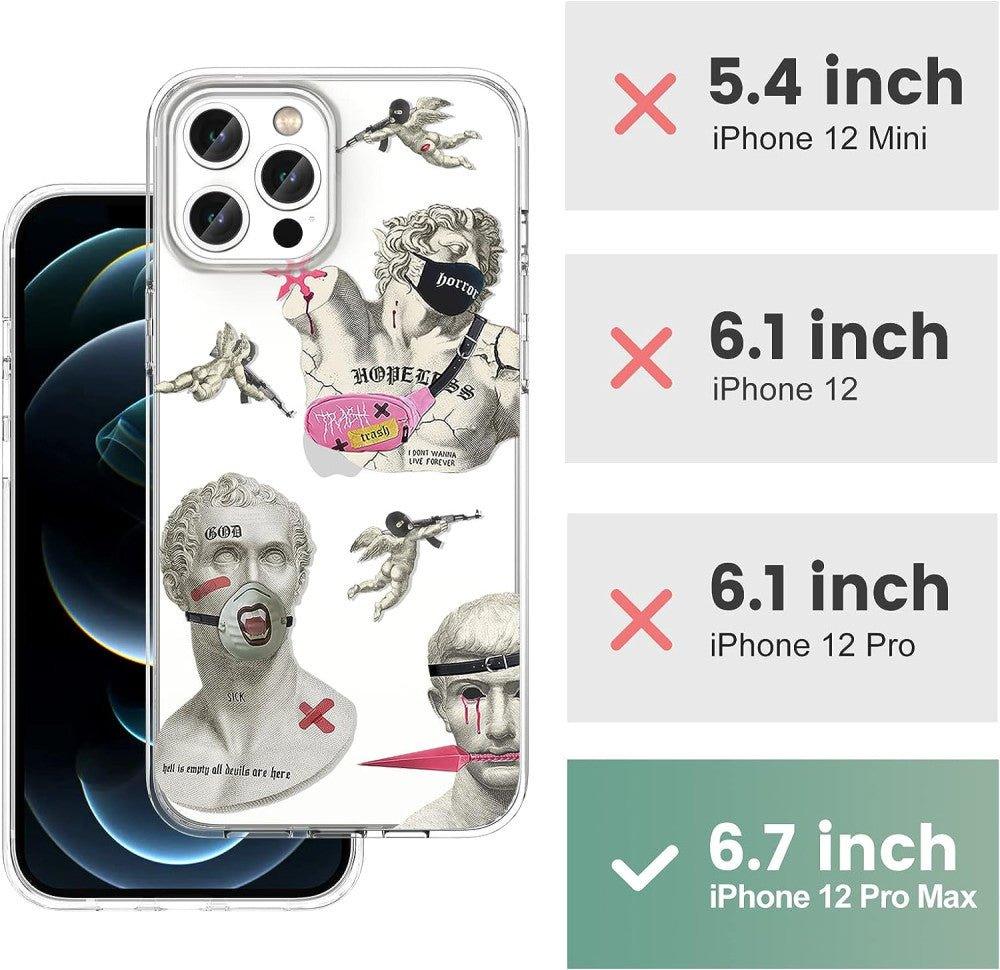 CHEORFAY iPhone 12 Pro Max tok átlátszó, puha, ütésálló, szilikon, punk szobormintás - Outlet24