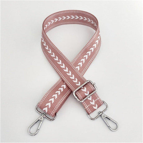 Dekoratív táskapánt állítható hosszúságú rózsaszín, ezüst csattal 80-130 cm - Outlet24