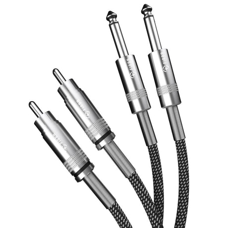 Dupla RCA és 1/4" TS (6.35mm) Sztereó Audio Interconnect Kábel Patch Cords, Erősítőkhez, AV vevőkhöz és más RCA-kompatibilis eszközökhöz - Outlet24