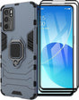 ESTH® Oppo Reno6 5G Kék Védőtok, 2 db Edzett Üveg, Kijelzővédővel, Forgatható gyűrűállvánnyal - Outlet24