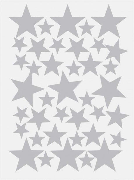 Ezüst Csillag mintás falmatrica 39 db 5 x 5.5 cm, 4 × 4 cm, 3 × 3 cm - Outlet24