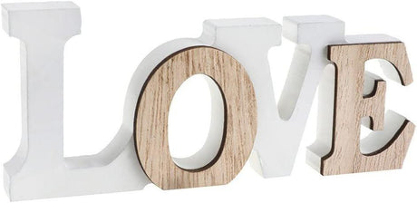 Fehér és Natúr Fa "LOVE" Asztaldísz Újracsomagolt termék - Outlet24