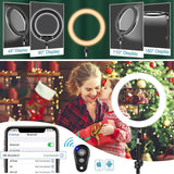 FGRYB 10" LED Gyűrűfény Állvánnyal és Telefon Tartóval - RGB Szelfi Lámpa - Outlet24