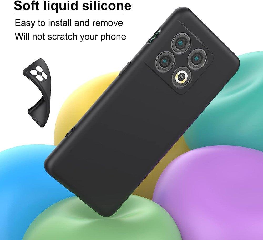 Foluu fekete, ütésálló, karcmentes, mikroszálas OnePlus 10 Pro 5G szilikon tok - Outlet24