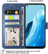 Foluu Prémium Bőr Pénztárcatok Oppo Find X5 Lite 5G Mobiltelefonhoz, Kártyatartóval, Állvánnyal (Szín: Kék) - Outlet24