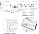 "Frissen Házasok" Esküvői Dekorációs Zászló, Kert, Terasz, Fal Díszítéshez, Német nyelvű - Outlet24