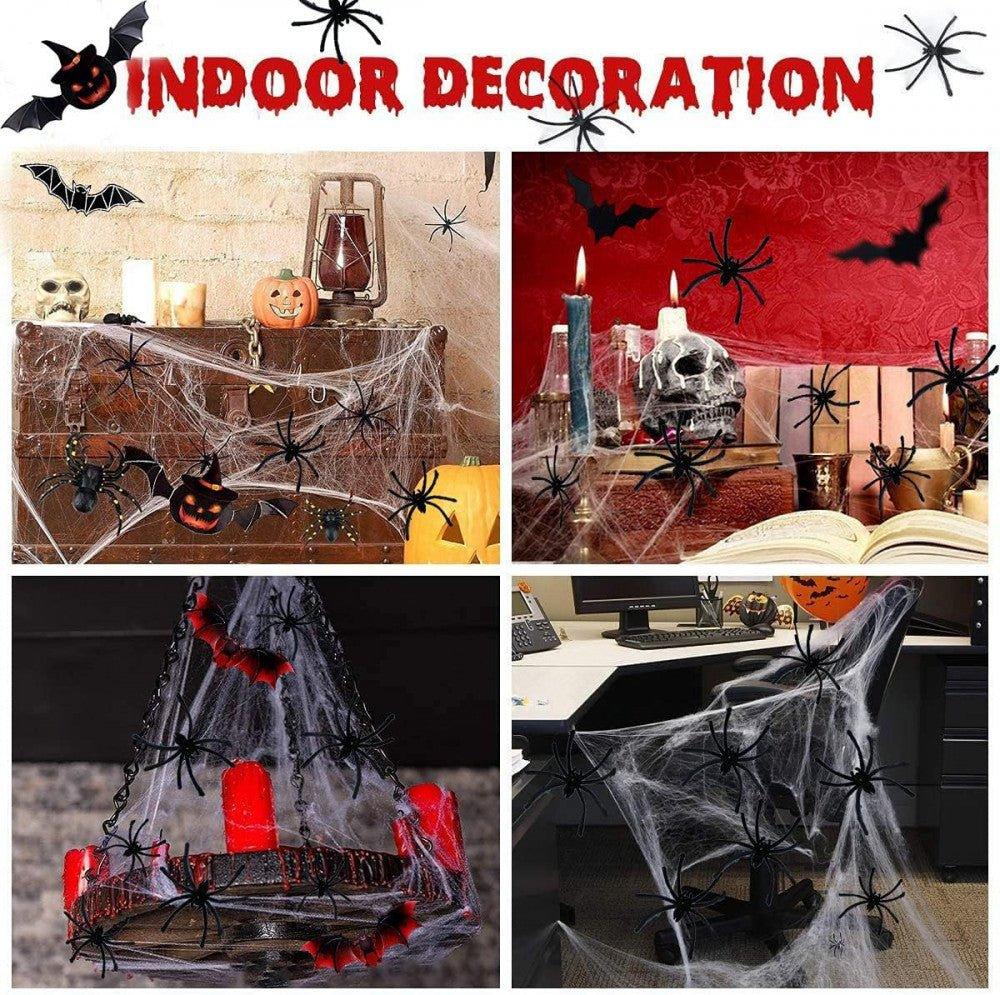 Halloween Dekorációs Készlet: Pókháló, 60 Pók, 24 Denevér - Outlet24