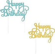 "Happy Birthday" feliratú tortadísz(kék és arany, 5,7 x 4 hüvelyk) 10 darabos - Outlet24