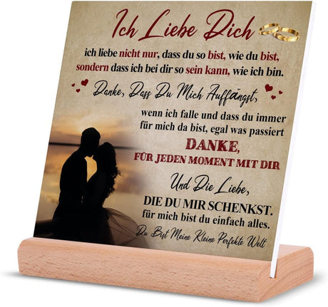 "Ich Liebe Dich" feliratú akril asztali dísz, 10 x 10 cm - Outlet24