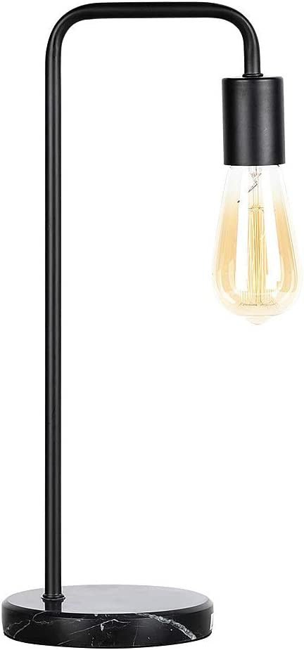 Ipari éjjeli lámpa Asztali lámpa fekete fém kerettel, márványtalppal (izzó nélkül) - Outlet24
