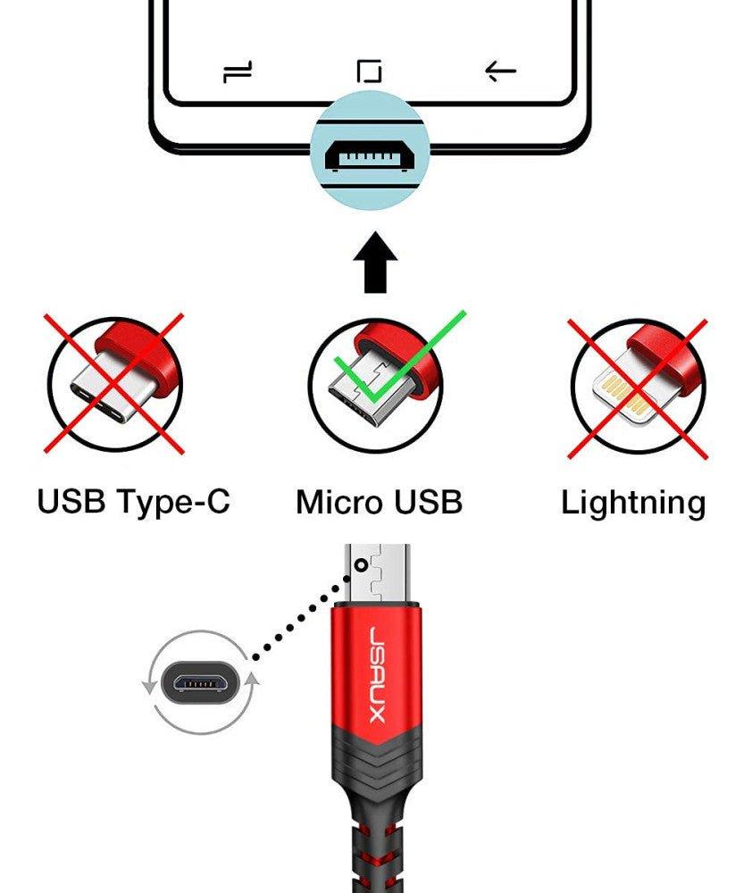 JSAUX 2 darab, 2 méteres, USB-A-Micro USB gyorstöltő kábel(piros) - Outlet24