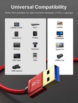 JSAUX 2 darab, prios, fonott nylon, USB 3.0 hosszabbító kábel(1 méter, 2 méter) - Outlet24