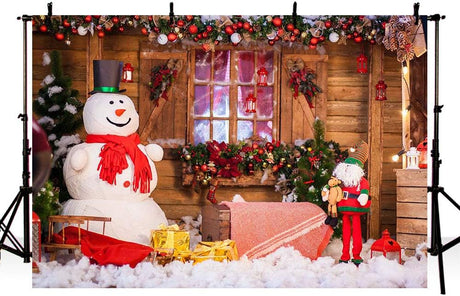 Karácsonyi Fotózás Háttér - Hóember és Csengők Design - 2,1 x 1,5 m - Outlet24