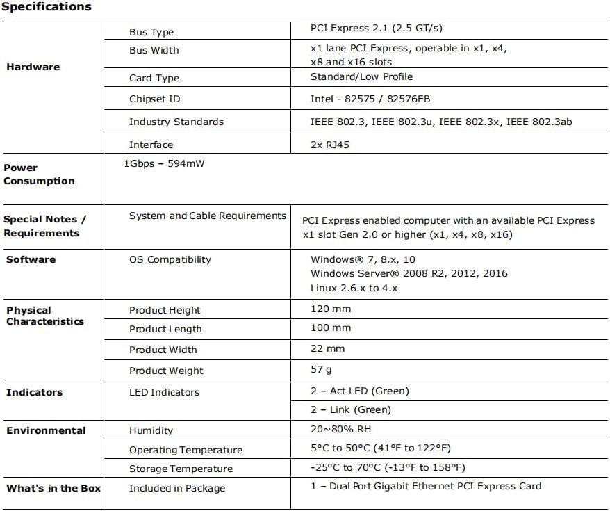 Kétportos PCIe Gigabit hálózati kártya 1000M PCI Express Ethernet adapter - Újracsomagolt termék - Outlet24