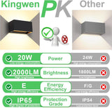 Kingwen 20W LED Kültéri/ Beltéri Fali Lámpa, Fekete, Szögbeállításos Sugárzás, IP65 Vízálló Újracsomagolt termék - Outlet24