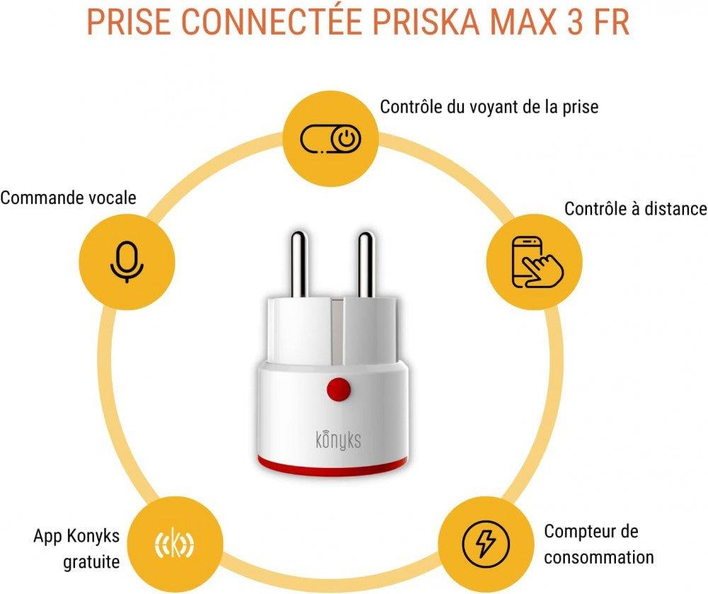 Konyks Priska Max 3 FR Okos Konnektor WiFi+BT, Alexa és Google Home Kompatibilis Újracsomagolt termék - Outlet24