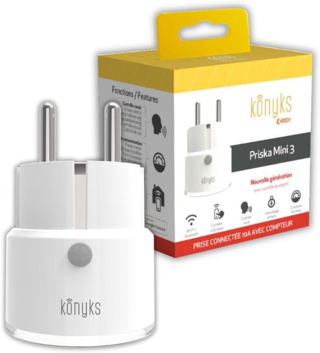 Konyks Priska Mini 3 FR WiFi + BT Okos Konnektor, Alexa és Google Home Kompatibilis, Fehér/Átlátszó Újracsomagolt termék - Outlet24