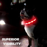 LED Airtag Kutyanyakörv, Éjszakai Biztonsági Világítás USB-vel Tölthető, Vízálló, Piros S-es méret - Outlet24