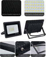 LED-es reflektor biztonsági lámpa, 30 W , IP66 vízálló 3500 k, [F energiaosztály ] - Outlet24