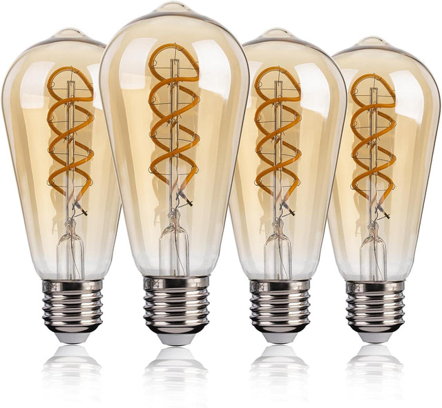 LED Meleg Fehér Edison Vintage Spirál Filament Izzó, 4W E27, 4db - Outlet24