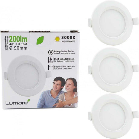 LED Ultra-Flat Beépíthető Spotlámpa, Mini Vékony Mennyezeti Fények Meleg Fehérben, 3 darabos készlet - Újracsomagolt termék - Outlet24