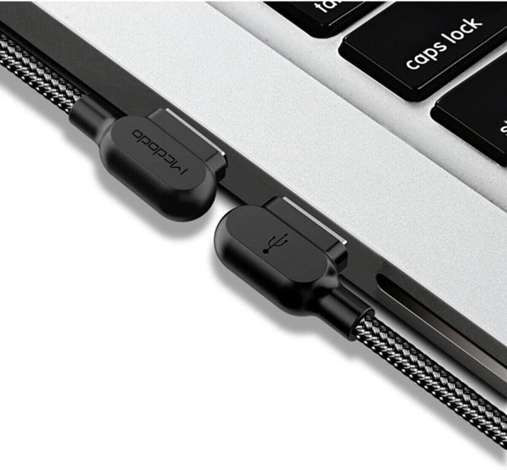 Mcdodo® LED 90 Fokos Jobb Szögű Lightning-USB Nylonszövött Kábel Apple-hez - Outlet24